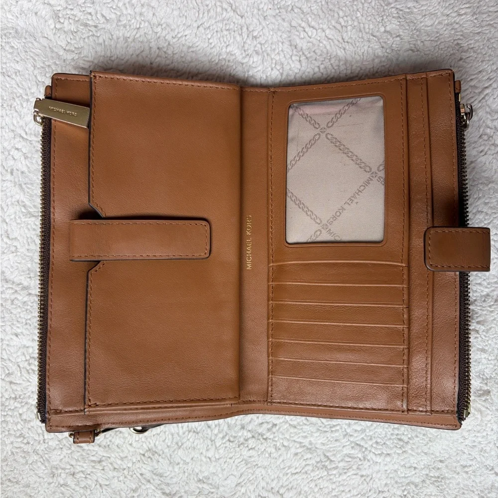Michael Kors Dark Brown Jet Set Travel Double Zip Wristlet